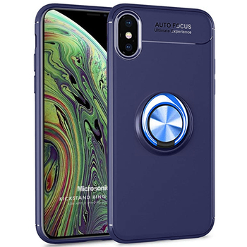 Microsonic Apple iPhone XS Kılıf Kickstand Ring Holder Lacivert