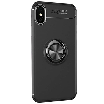 Microsonic Apple iPhone XS Kılıf Kickstand Ring Holder Siyah