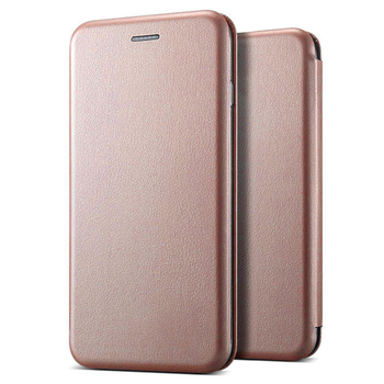 Microsonic Apple iPhone XS Kılıf Slim Leather Design Flip Cover Rose Gold