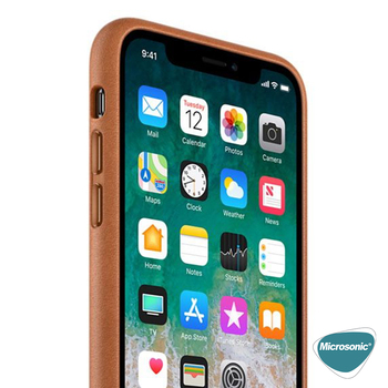 Microsonic Apple iPhone XS Kılıf Luxury Leather Kahverengi