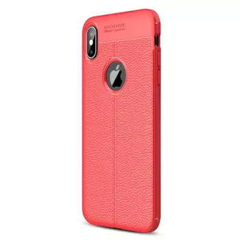 Microsonic Apple iPhone XS Max (6.5'') Kılıf Deri Dokulu Silikon Kırmızı