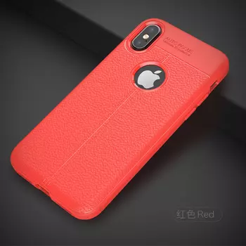 Microsonic Apple iPhone XS Max (6.5'') Kılıf Deri Dokulu Silikon Kırmızı