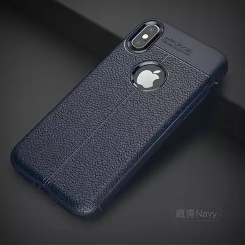 Microsonic Apple iPhone XS Max (6.5'') Kılıf Deri Dokulu Silikon Lacivert