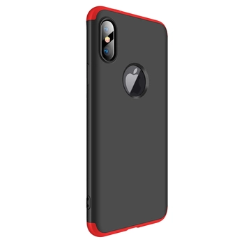 Microsonic Apple iPhone XS Max (6.5'') Kılıf Double Dip 360 Protective Siyah Kırmızı