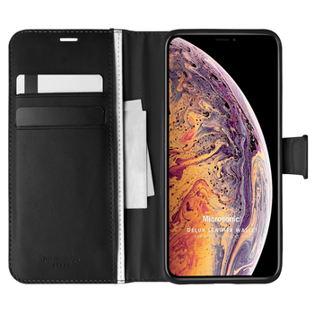 Microsonic Apple iPhone XS Max Kılıf Delux Leather Wallet Siyah