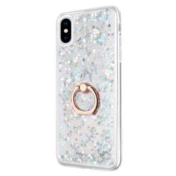 Microsonic Apple iPhone XS Max Kılıf Glitter Liquid Holder Gümüş
