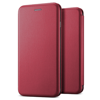 Microsonic Apple iPhone XS Max Kılıf Slim Leather Design Flip Cover Kırmızı