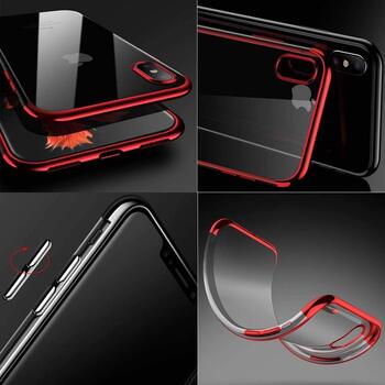 Microsonic Apple iPhone XS Max Kılıf Skyfall Transparent Clear Kırmızı