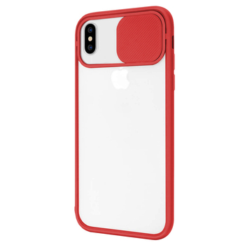 Microsonic Apple iPhone XS Kılıf Slide Camera Lens Protection Kırmızı