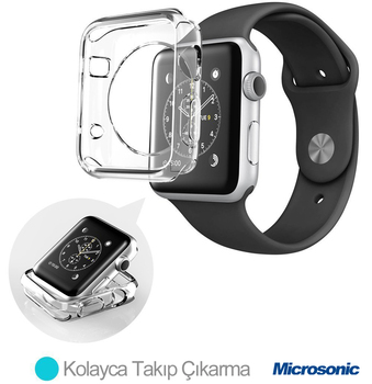 Microsonic Apple Watch 3 42mm Kılıf Transparent Soft Beyaz