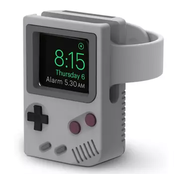 Microsonic Apple Watch 7 41mm Masaüstü Şarj Standı Gameboy Gri