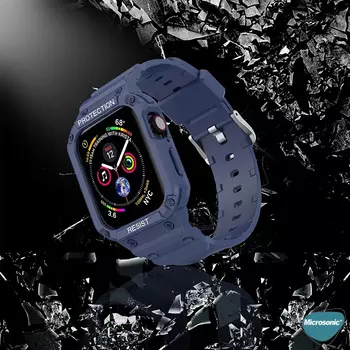 Microsonic Apple Watch 7 45mm Kordon Single Apex Resist Şeffaf