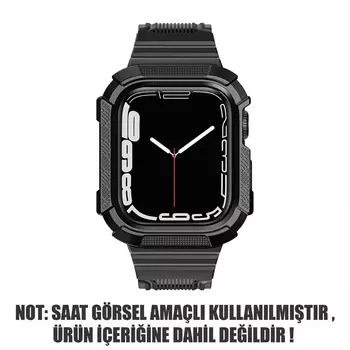 Microsonic Apple Watch 8 45mm Kordon Dual Apex Resist Siyah Gümüş