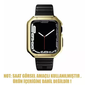 Microsonic Apple Watch 8 45mm Kordon Fullbody Quadra Resist Siyah Gold