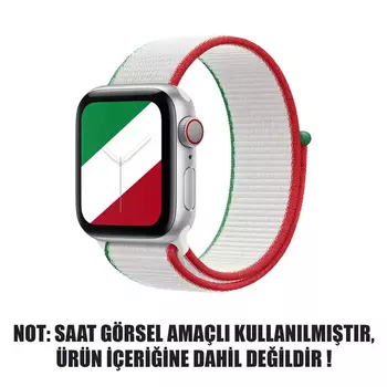 Microsonic Apple Watch SE 2022 40mm Hasırlı Kordon Woven Meksika International Collection Spor Loop