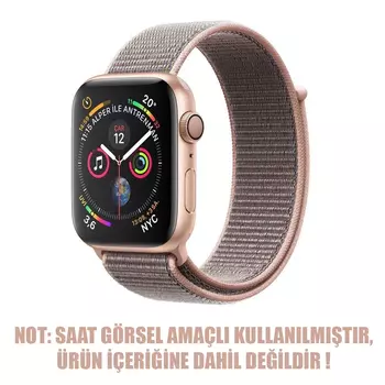 Microsonic Apple Watch SE 2022 40mm Hasırlı Kordon Woven Sport Loop Rose Gold