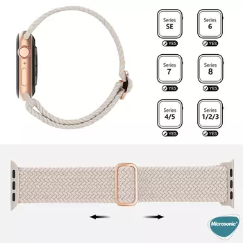 Microsonic Apple Watch SE 2022 40mm Kordon Braided Loop Band Pembe
