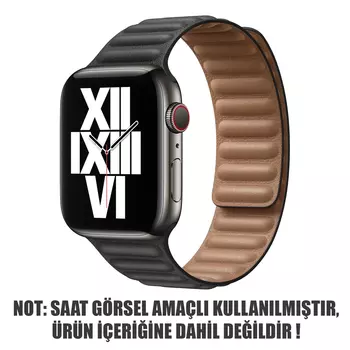 Microsonic Apple Watch SE 2022 40mm Kordon Leather Link Band Siyah
