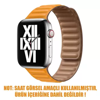Microsonic Apple Watch SE 2022 40mm Kordon Leather Link Band Turuncu