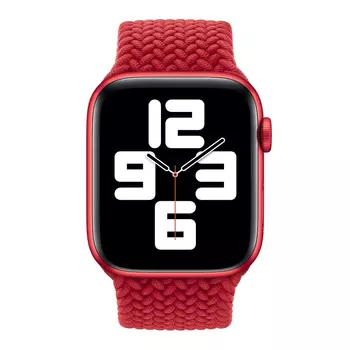 Microsonic Apple Watch SE 2022 40mm Kordon, (Medium Size, 147mm) Braided Solo Loop Band Kırmızı