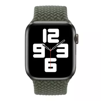 Microsonic Apple Watch SE 2022 40mm Kordon, (Medium Size, 147mm) Braided Solo Loop Band Koyu Yeşil