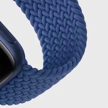 Microsonic Apple Watch SE 2022 40mm Kordon, (Medium Size, 147mm) Braided Solo Loop Band Mavi