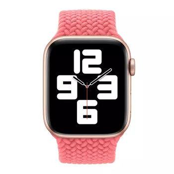 Microsonic Apple Watch SE 2022 40mm Kordon, (Small Size, 127mm) Braided Solo Loop Band Pembe
