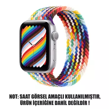 Microsonic Apple Watch SE 2022 40mm Kordon, (Small Size, 127mm) Braided Solo Loop Band Pride Edition