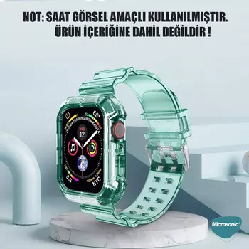 Microsonic Apple Watch SE 2022 40mm Kordon Transparent Clear Band Yeşil