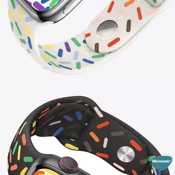 Microsonic Apple Watch SE 2022 40mm Silikon Kordon V2 Pride Edition Siyah