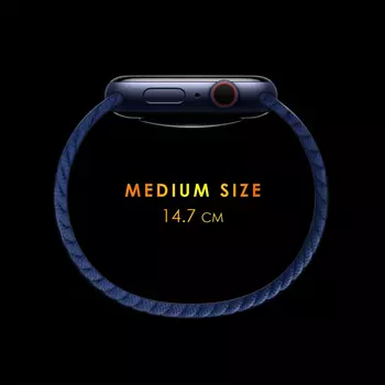 Microsonic Apple Watch SE 2022 44mm Kordon, (Medium Size, 147mm) Braided Solo Loop Band Gökkuşağı