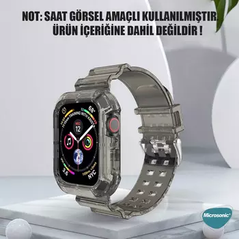 Microsonic Apple Watch SE 2022 44mm Kordon Transparent Clear Band Siyah