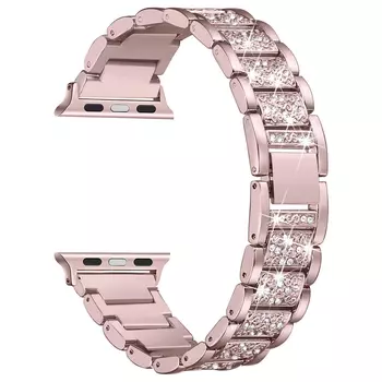 Microsonic Apple Watch SE 2022 44mm Metal Dressy Jewelry Kordon Rose Gold