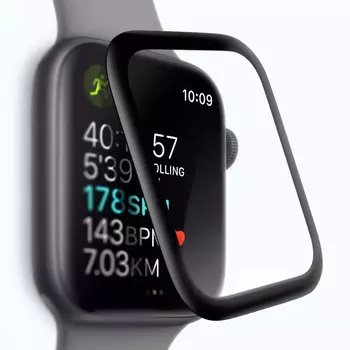 Microsonic Apple Watch SE 2022 44mm Tam Kaplayan Temperli Cam Full Ekran koruyucu Siyah