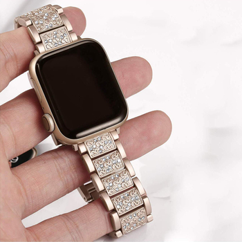 Microsonic Apple Watch SE 44mm Metal Dressy Jewelry Kordon Gold