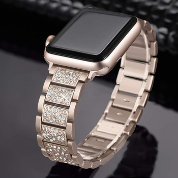 Microsonic Apple Watch Series 1 42mm Metal Dressy Jewelry Kordon Gold