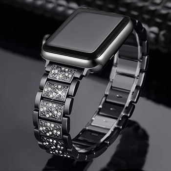 Microsonic Apple Watch Series 1 42mm Metal Dressy Jewelry Kordon Siyah