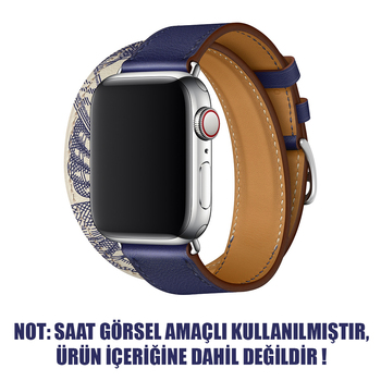 Microsonic Apple Watch Series 1 42mm Swift Leather Simple Tour Strap Lacivert