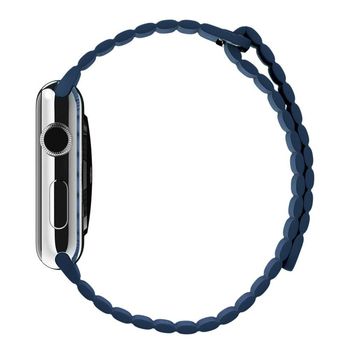 Microsonic Apple Watch Series 1 42mm Twist Leather Loop Kordon Lacivert