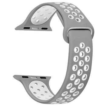 Microsonic Apple Watch Series 2 38mm Rainbow Sport Band Kordon Gri Beyaz Microsonic Apple Watch Series 2 38mm Rainbow Sport Band Kordon Gri Beyaz