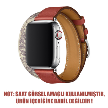 Microsonic Apple Watch Series 2 42mm Swift Leather Double Tour Strap Turuncu
