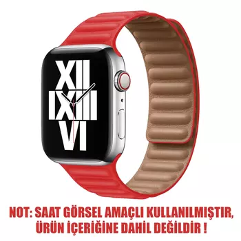 Microsonic Apple Watch Series 3 38mm Kordon Leather Link Band Kırmızı