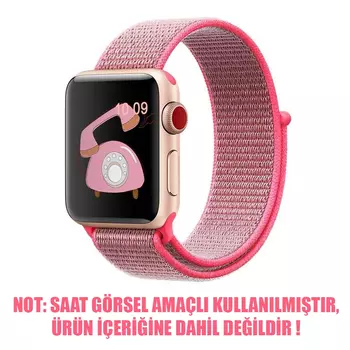 Microsonic Apple Watch Series 3 42mm Hasırlı Kordon Woven Sport Loop Hot Pink