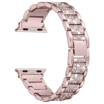 Microsonic Apple Watch Series 3 42mm Metal Dressy Jewelry Kordon Rose Gold