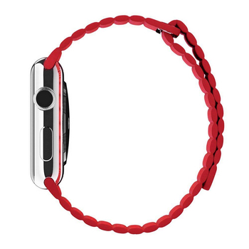 Microsonic Apple Watch Series 4 44mm Twist Leather Loop Kordon Kırmızı