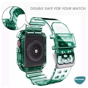 Microsonic Apple Watch Series 5 40mm Kordon Transparent Clear Band Yeşil