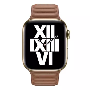 Microsonic Apple Watch Series 5 44mm Kordon Leather Link Band Kahverengi