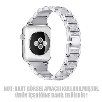 Microsonic Apple Watch Series 5 44mm Metal Dressy Jewelry Kordon Gümüş