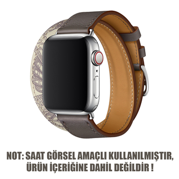 Microsonic Apple Watch Series 5 44mm Swift Leather Double Tour Strap Kahverengi
