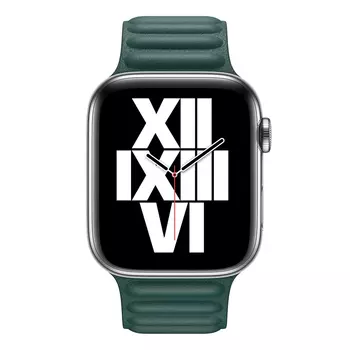 Microsonic Apple Watch Series 6 44mm Kordon Leather Link Band Koyu Yeşil